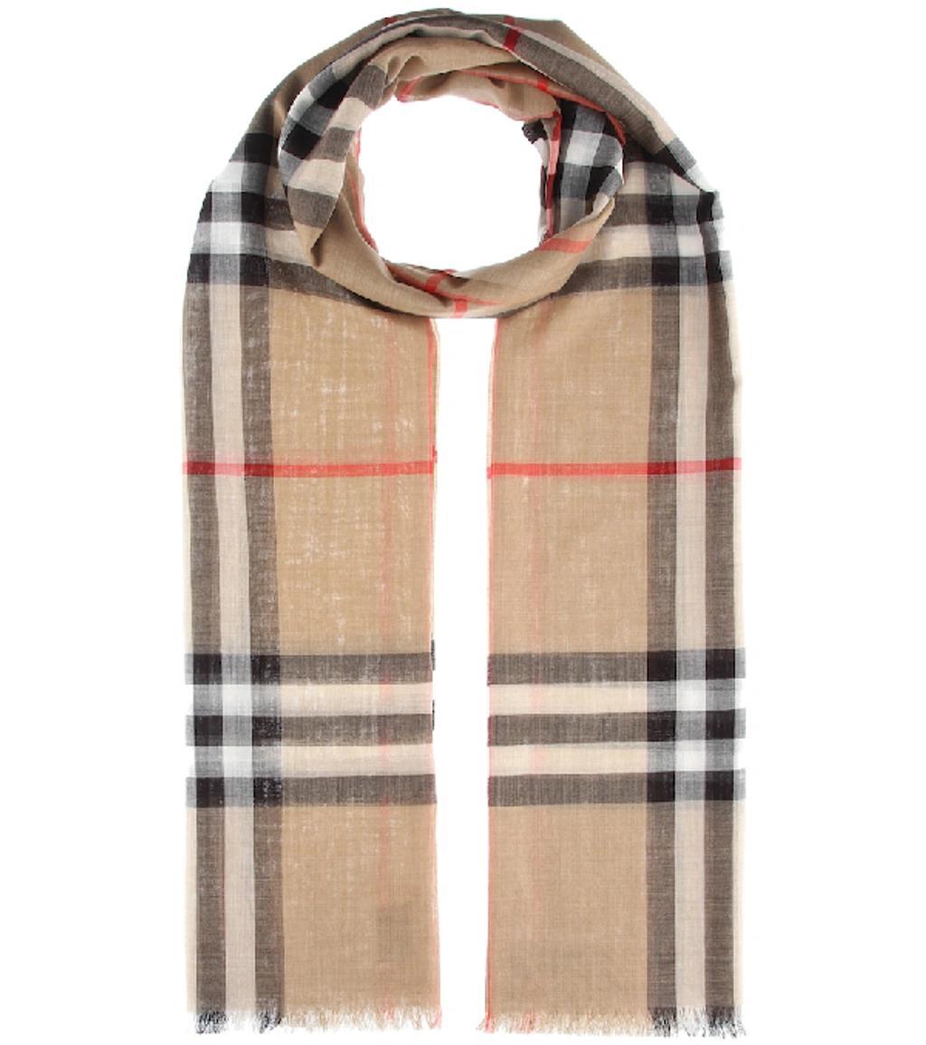 BURBERRY Lightweight Check Wool And Silk Scarf In Archive Beige Product Image