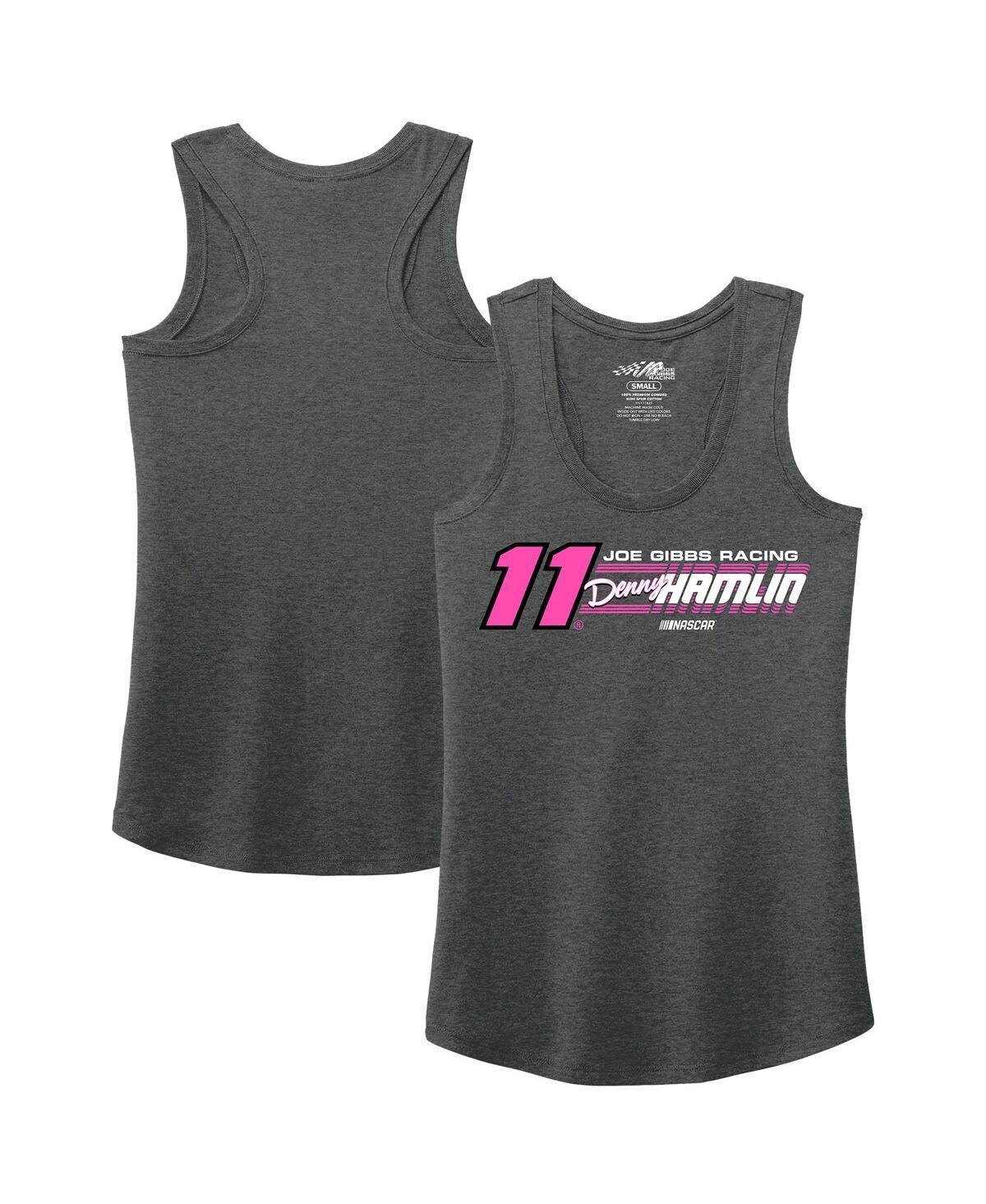 Womens Joe Gibbs Racing Team Collection Charcoal Denny Hamlin Racer Back Tri-Blend Tank Top Product Image