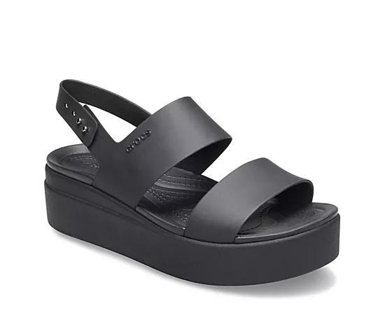 Crocs Brooklyn Womens Wedge Sandals Black Brown Product Image