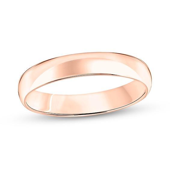 Men's 4.0mm Engravable Low Dome Comfort-Fit Wedding Band in 14K Rose Gold (1 Line) Product Image