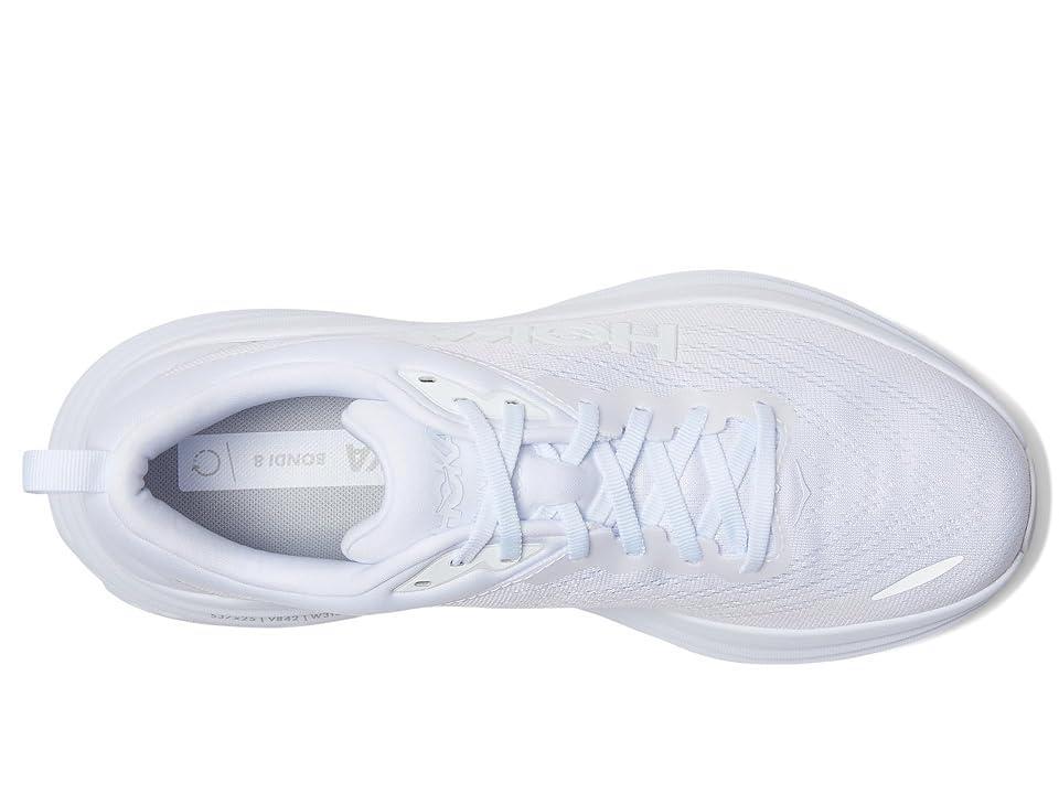 Hoka Mens Bondi 8 Running Sneakers in All White Product Image