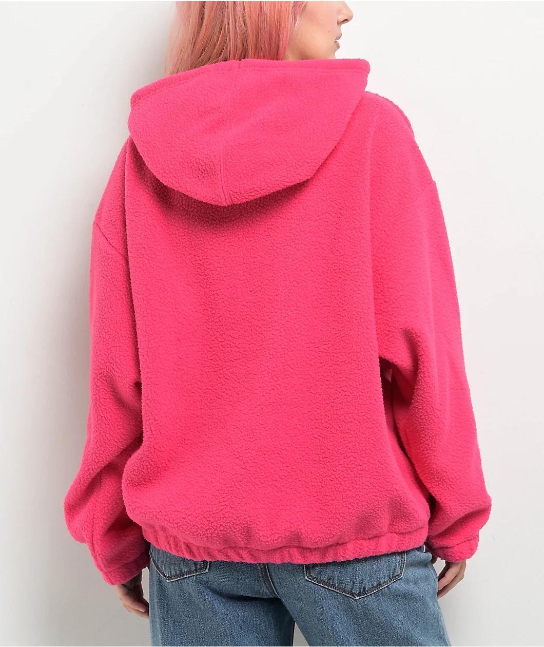 Obey Script Pink Sherpa Hoodie Product Image