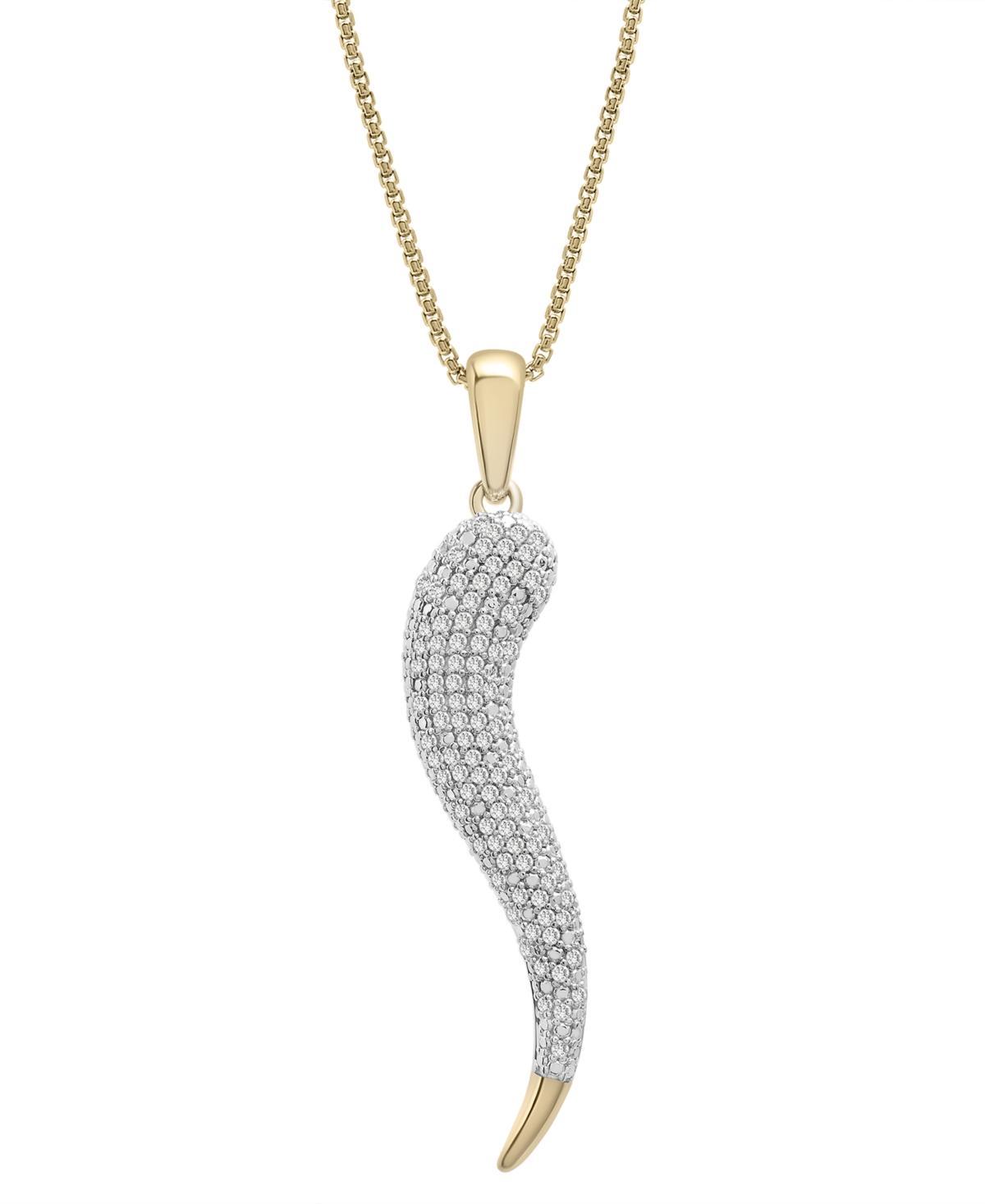 Mens Diamond Pave Horn 22 Pendant Necklace (1/2 ct. tw) in 14k Gold-Plated Sterling Silver Product Image