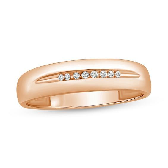 Men's 1/20 CT. T.w. Diamond Center Groove Wedding Band in 10K Rose Gold Product Image