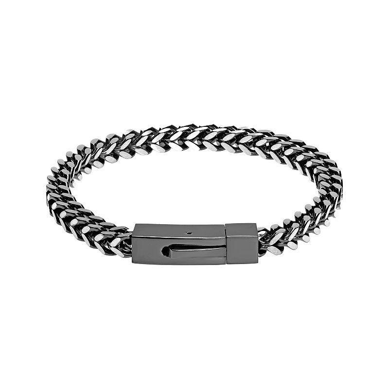 Mens LYNX Black Stainless Steel Foxtail Chain Bracelet Product Image