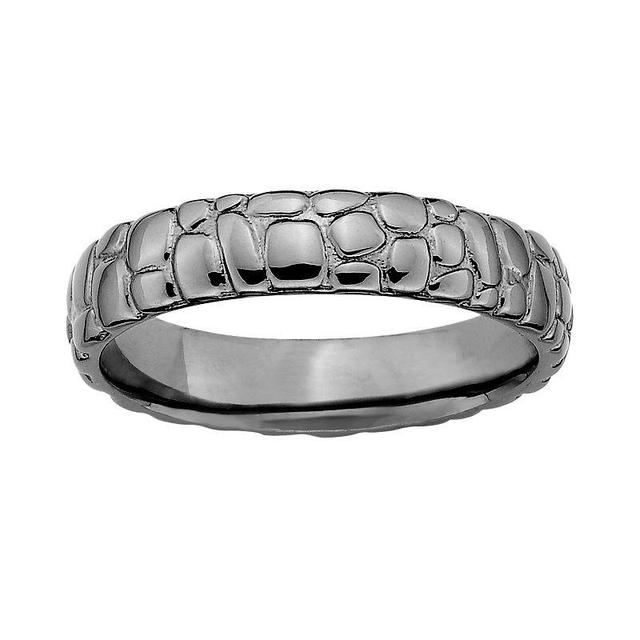 Stacks & Stones Ruthenium-Plated Sterling Silver Pebbled Stack Ring, Womens Product Image