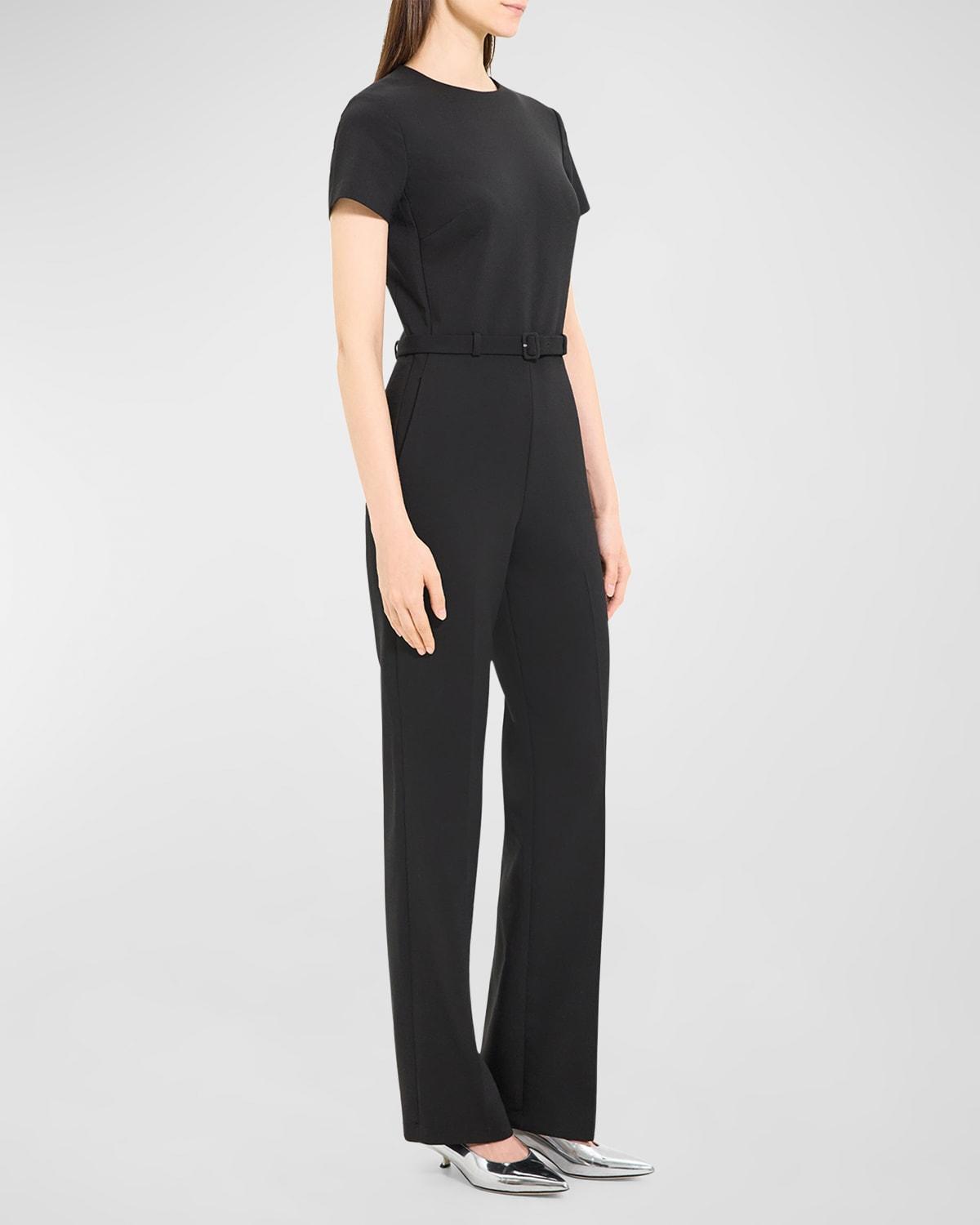 Womens Wool-Blend Belted Jumpsuit Product Image