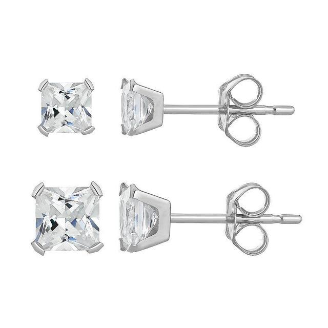 Taylor Grace 10k Gold 3 mm & 4 mm Square Cubic Zirconia Stud Earring Set, Womens Product Image