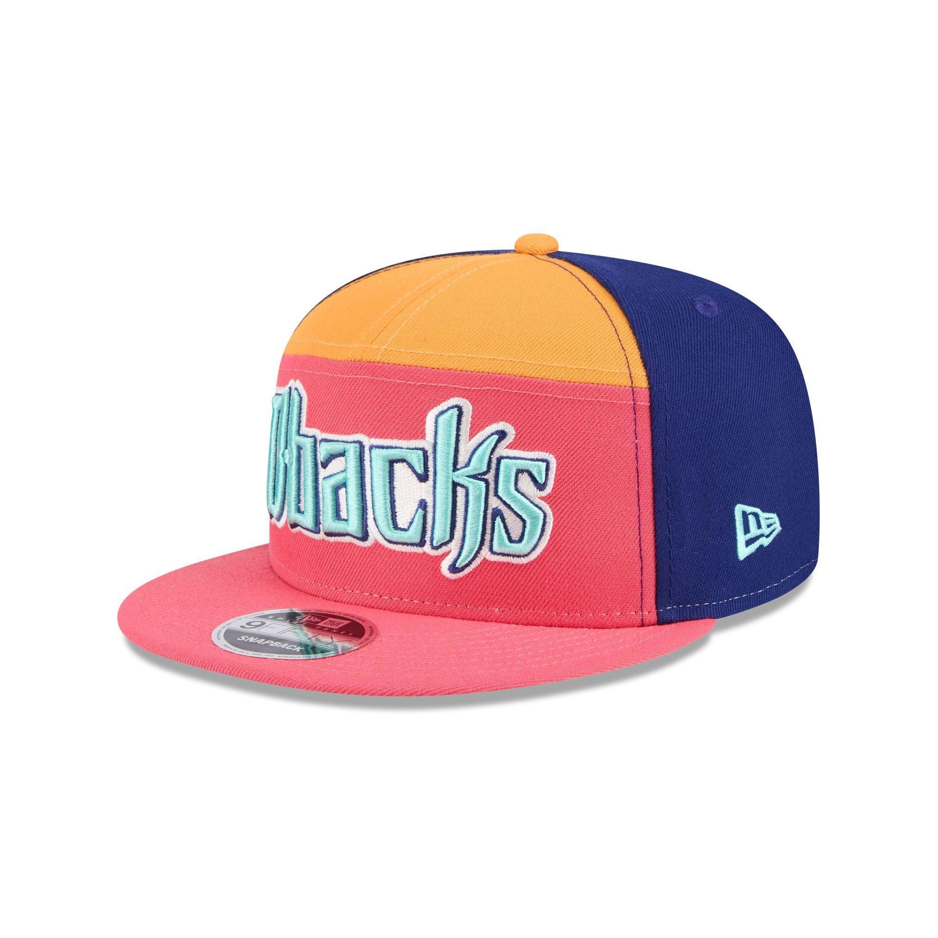 Arizona Diamondbacks Coral 9FIFTY Split Panel Snapback Hat Male Product Image