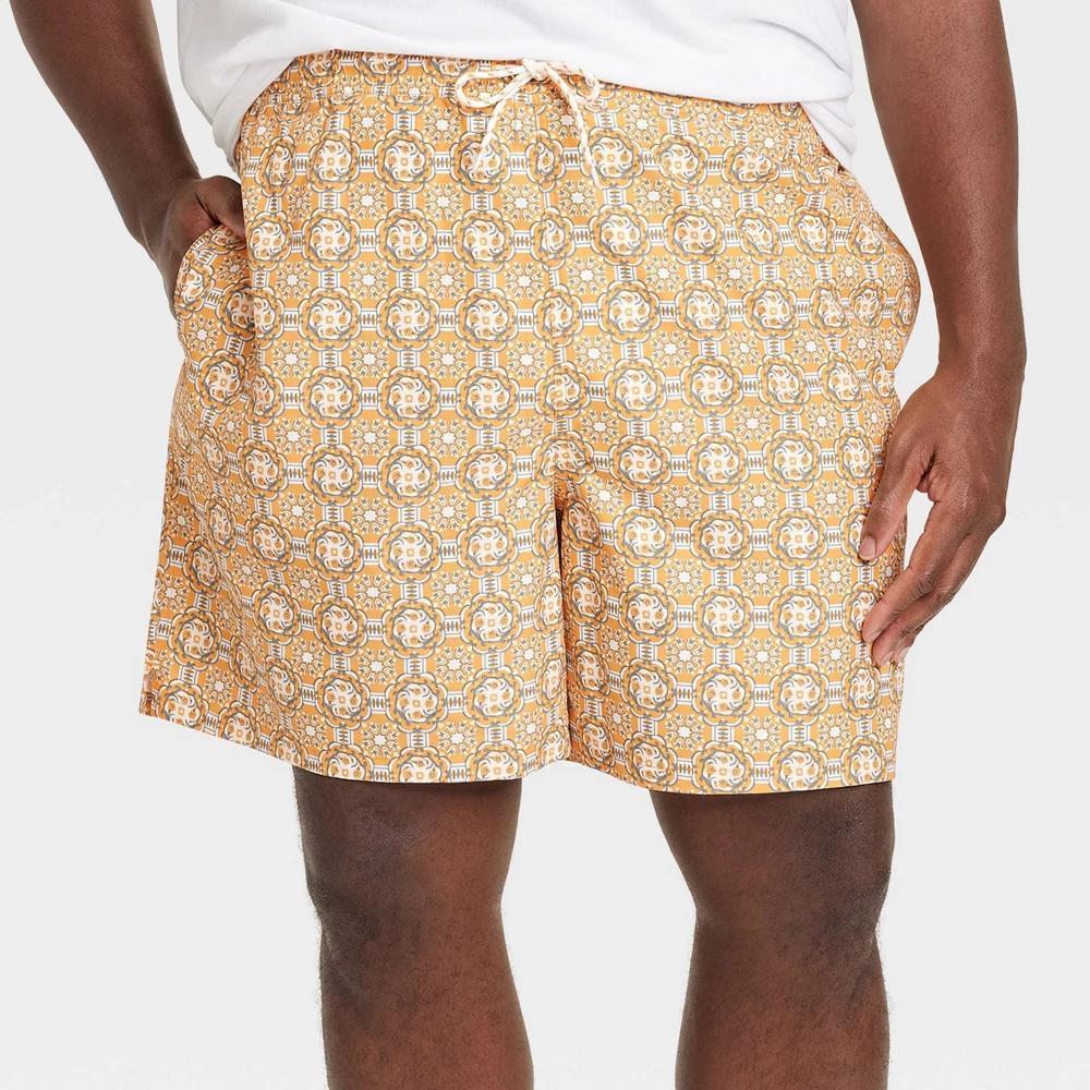 Mens Big & Tall 7 Regular Fit Swim Shorts - Goodfellow & Co Yellow 4XL Product Image