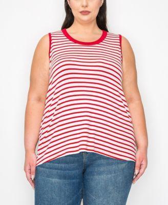 Plus Yarn Dye Stripe Contrast Double Binding Swing Tank Top product image