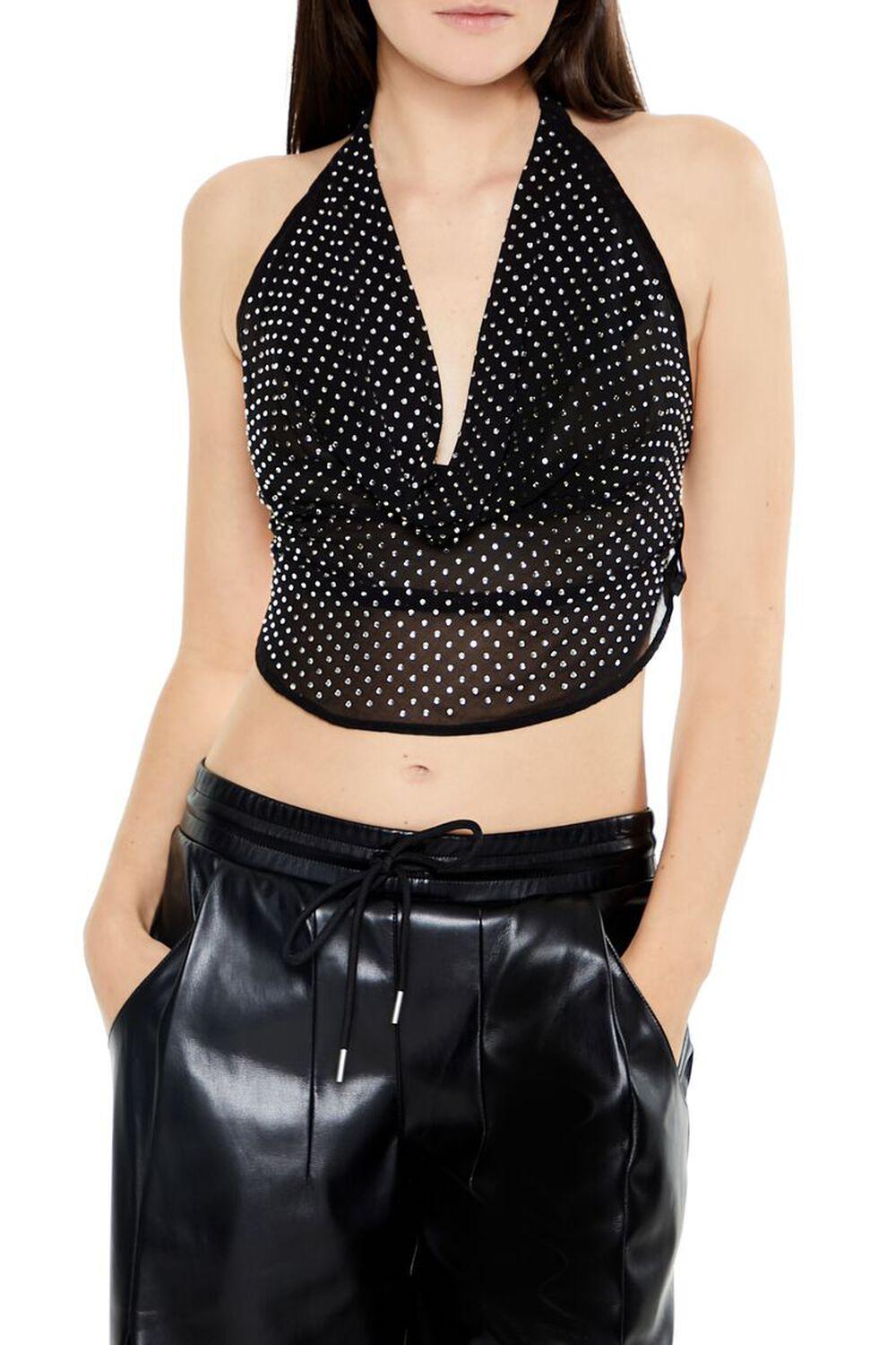 Chiffon Rhinestone Halter Top | Forever 21 Product Image