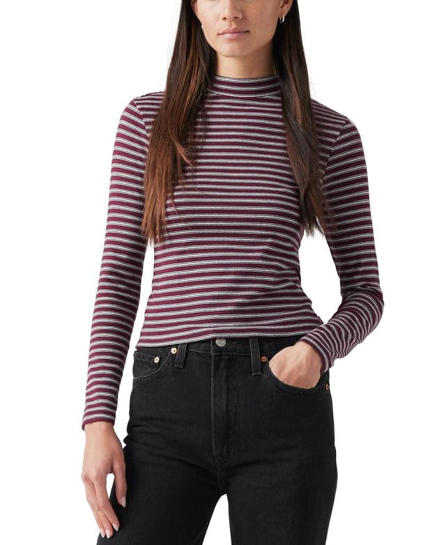 Womens Levis Effortless Long Sleeve T-Shirt Lunar Stripe Red Product Image