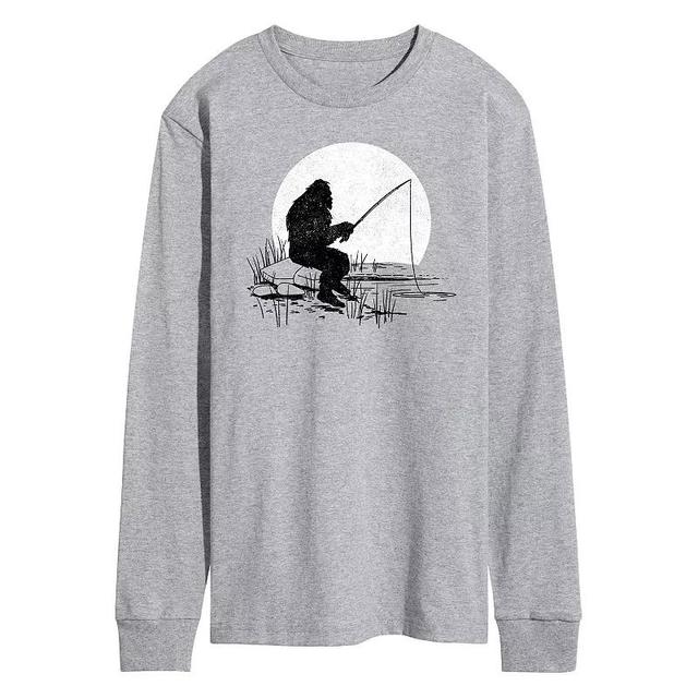 Mens Sasquatch Fishing Long Sleeve Graphic Tee Product Image