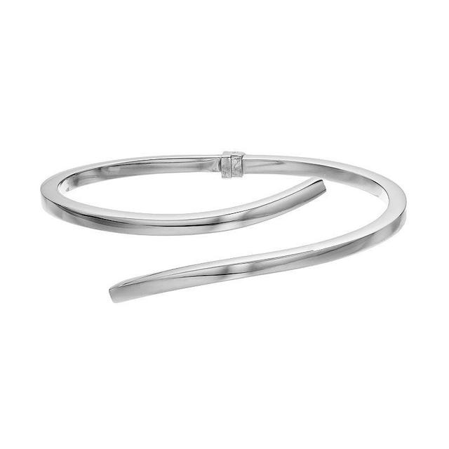 Sterling Silver Hinged Bypass Bangle Bracelet, Womens Product Image