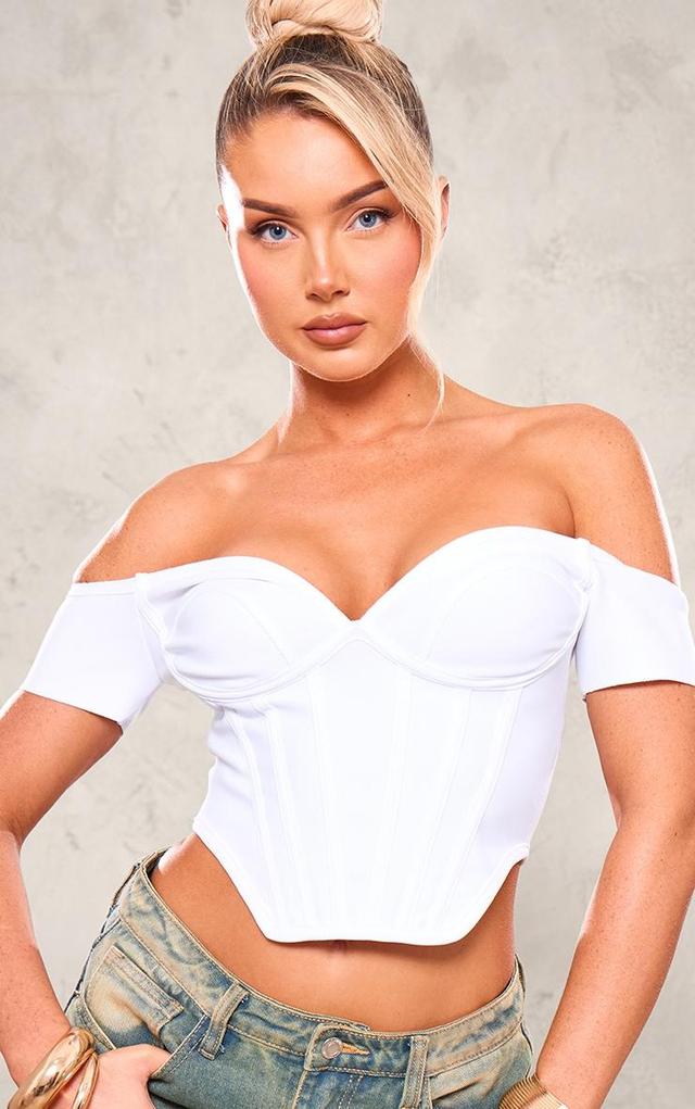 White Bandage Dip Hem Bust Cup Bardot Corset Product Image