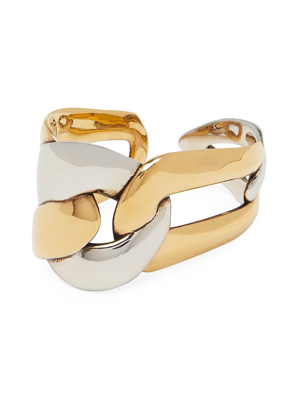 Womens Two-Tone Chain Link Two-Finger Ring Product Image