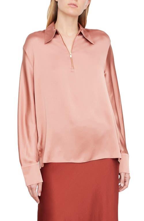 Vince Half Zip Silk Blouse Product Image