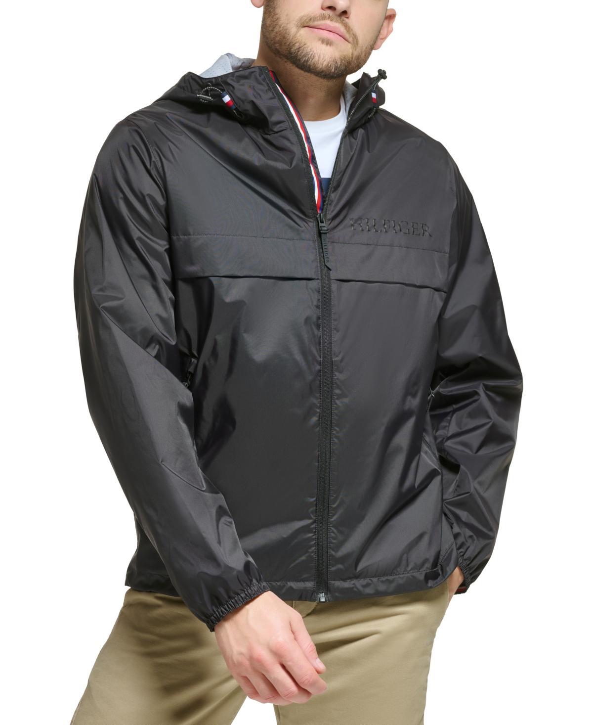 Tommy Hilfiger Mens Stretch Hooded Zip-Front Rain Jacket Product Image