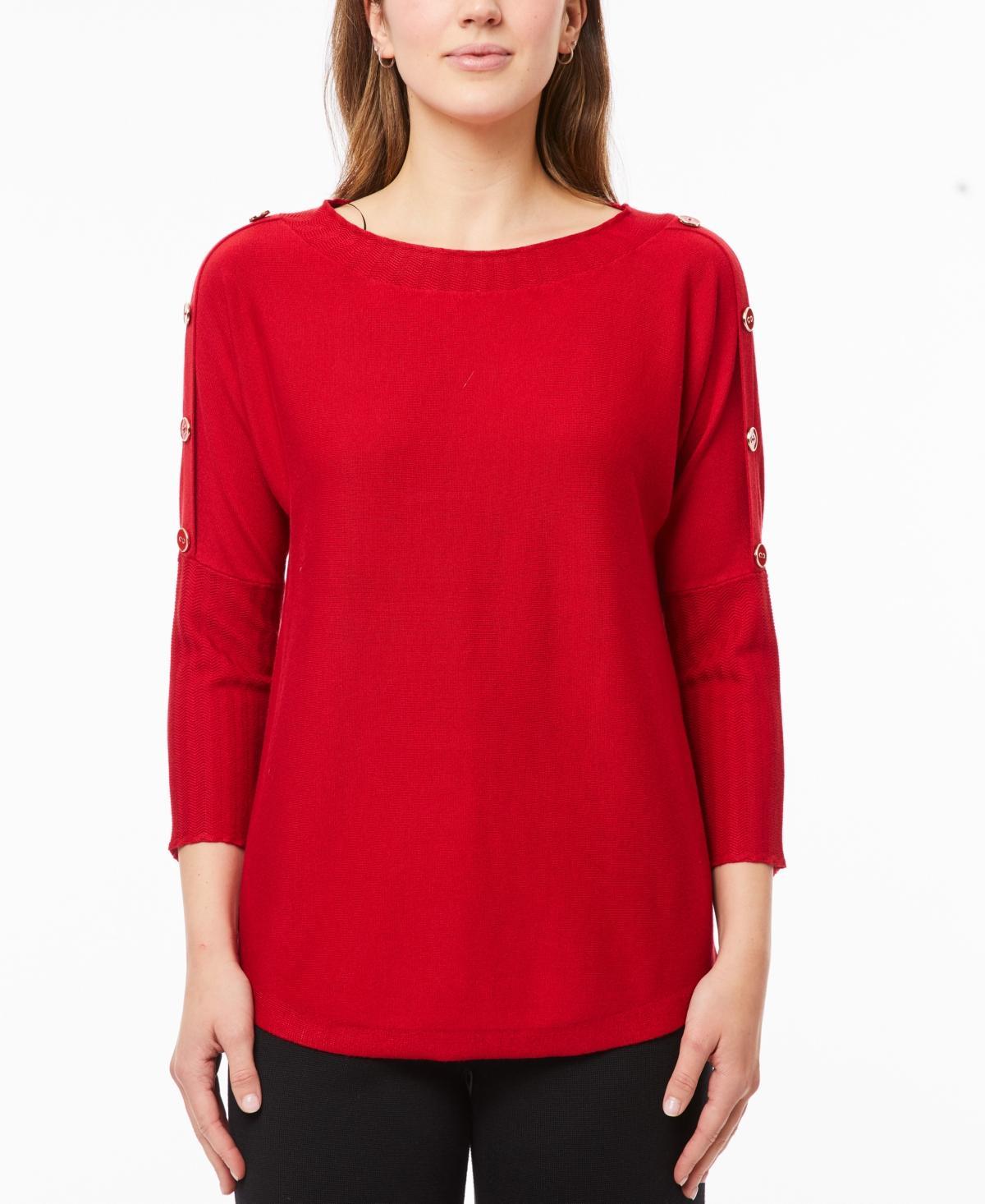 Melissa Paige Womens Dolman-Sleeve Wavy-Ribbed Sweater, Regular & Petite Product Image