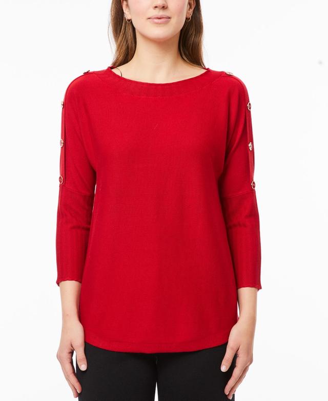 Melissa Paige Womens Dolman-Sleeve Wavy-Ribbed Sweater Product Image