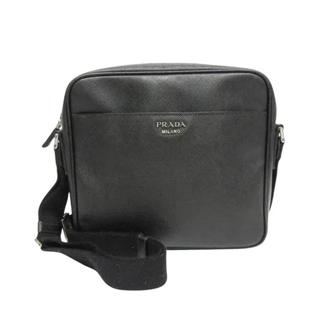 Saffiano Black Leather Shoulder Bag () Product Image