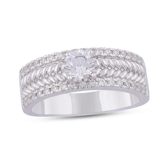 Men's 1-1/2 CT. T.w. Diamond Edge Braided Ring in 10K White Gold Product Image