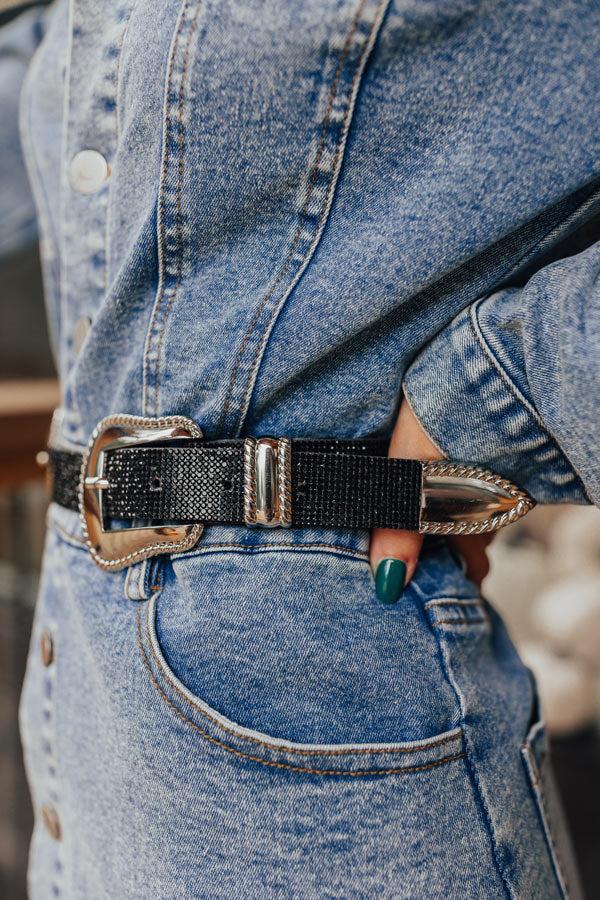 Driving Country Roads Rhinestone Belt In Black Product Image