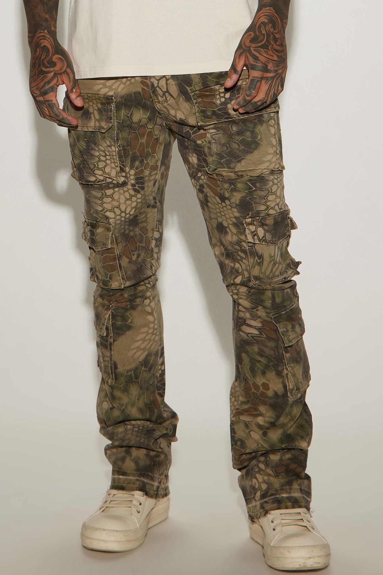 Three Cargo Stacked Skinny Flare Pants - Camouflage product image