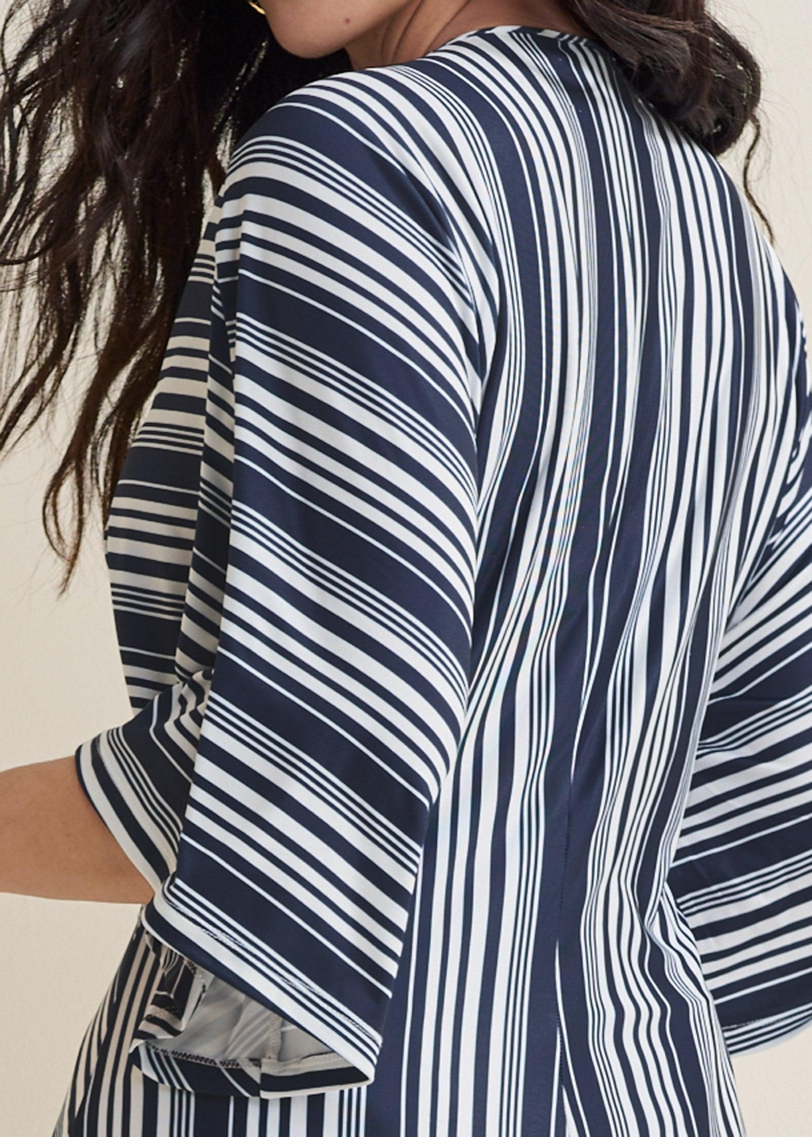 Striped Knotted Top - Navy & White Product Image