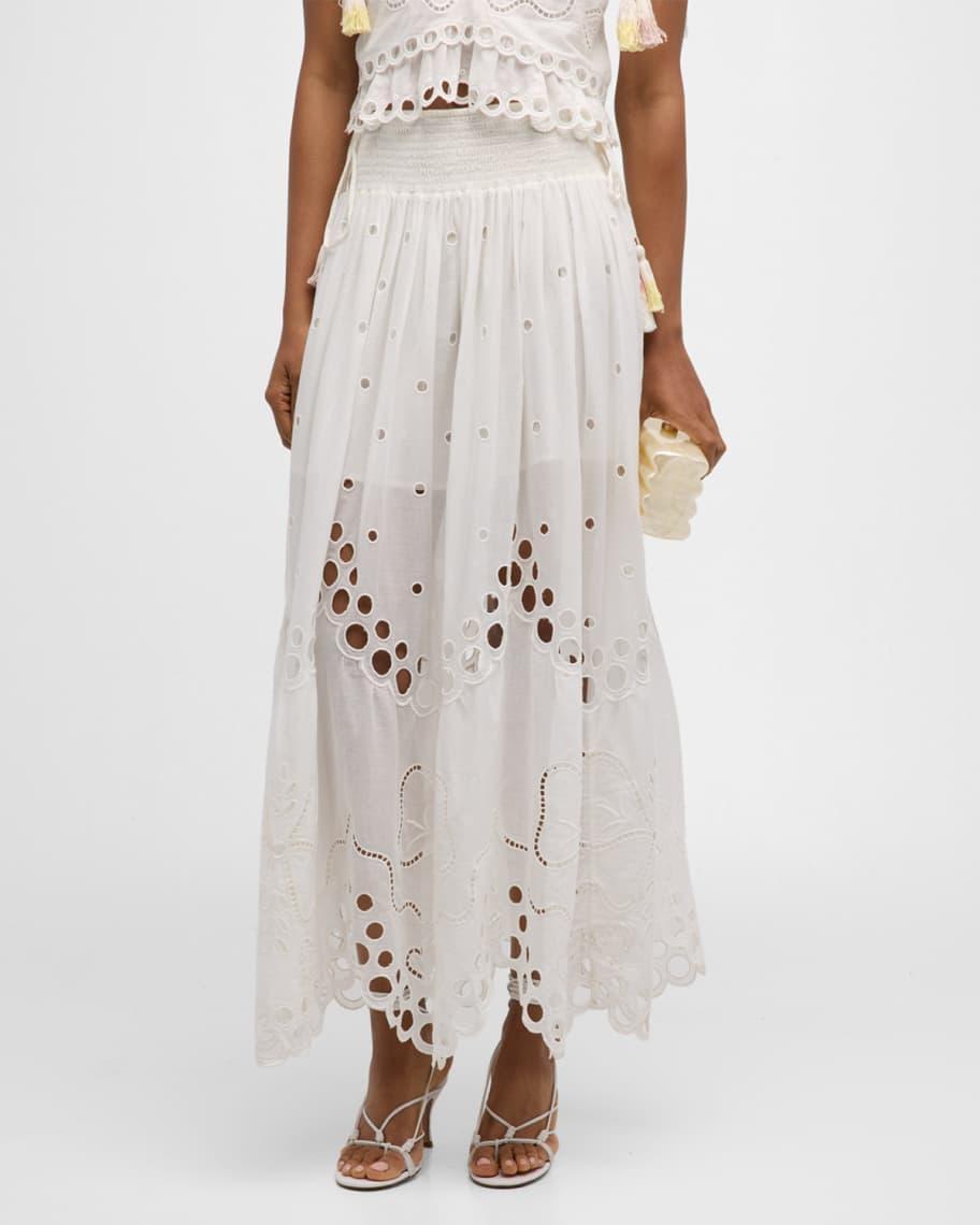 Cassaro Embroidered Cotton Tassel Tie Maxi Skirt Product Image