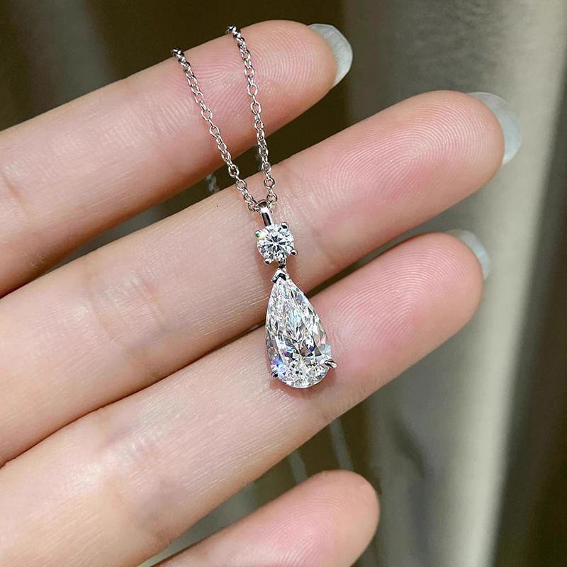 Droplet Rhinestone Pendant Alloy Necklace Product Image