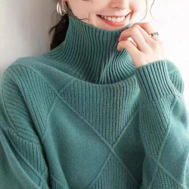 Turtleneck Plain Sweater Product Image