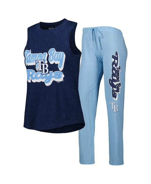 Womens Concepts Sport Light Blue Tampa Bay Rays Wordmark Meter Muscle Tank Top and Pants Sleep Set - Light Blue Product Image