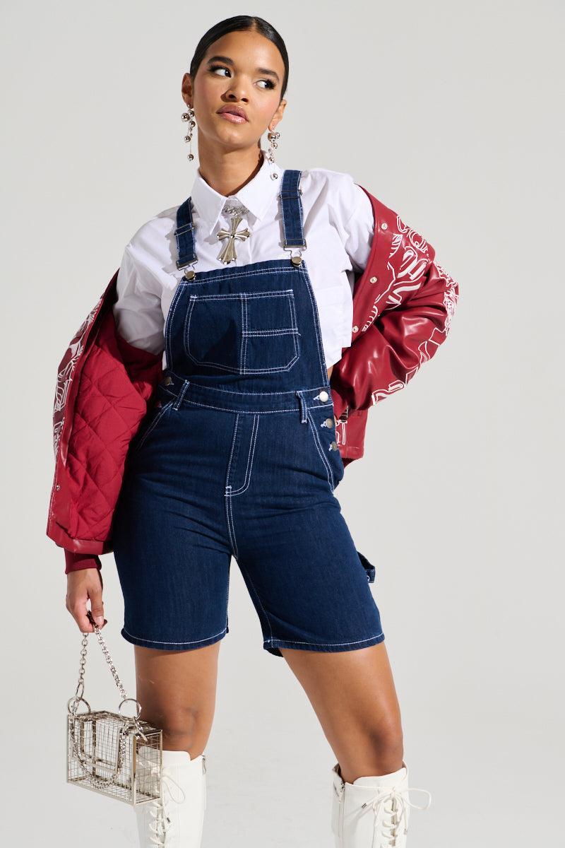 THROWING IT DOWN DENIM SHORT OVERALL Product Image