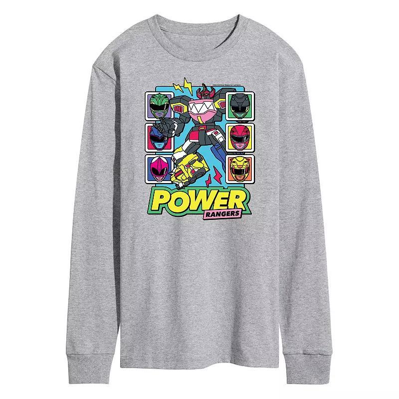 Mens Power Rangers Zord Heads Long Sleeve Graphic Tee Product Image