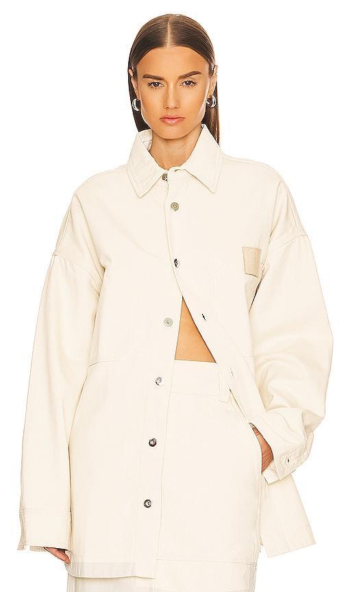 Helsa Denim Overshirt in Ivory Product Image