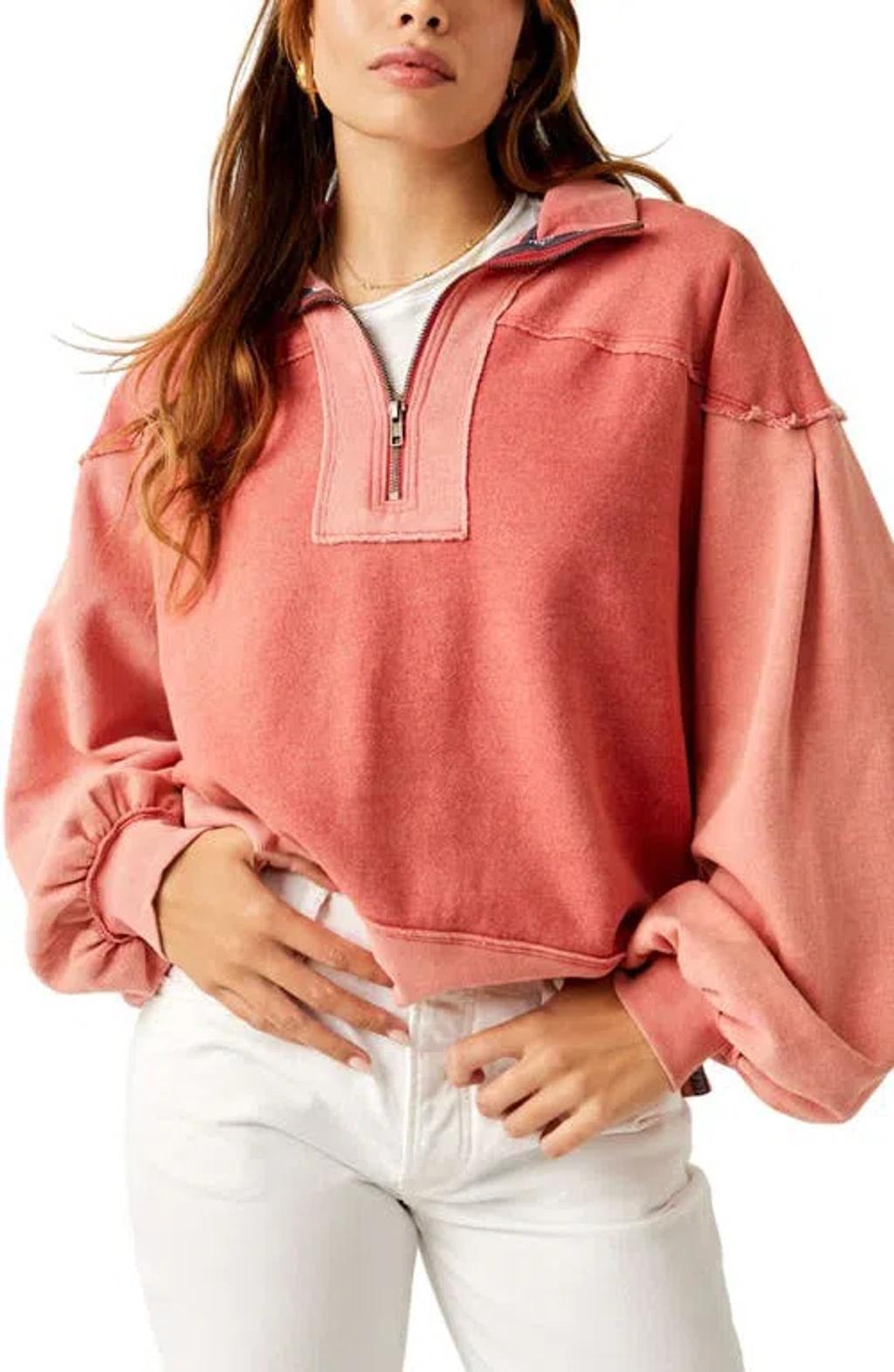 Kassey Half Zip Sweatshirt In Cherry Product Image