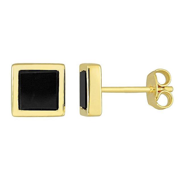 Stella Grace Mens 18k Gold Over Silver Black Onyx Square Stud Earrings Product Image