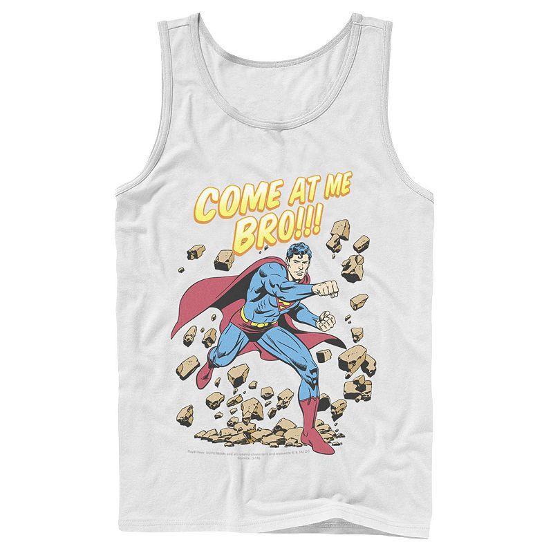 Mens DC Comics Superman Come At Me Bro Text Poster Tank Top Product Image