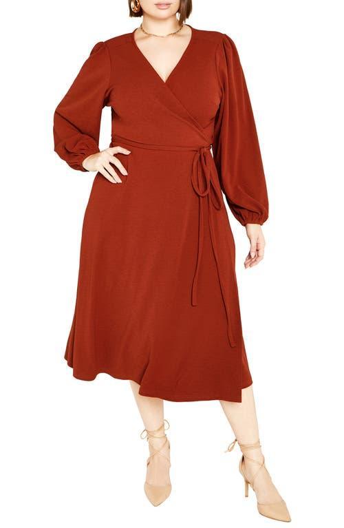 City Chic Hayden Long Sleeve Faux Wrap Midi Dress Product Image