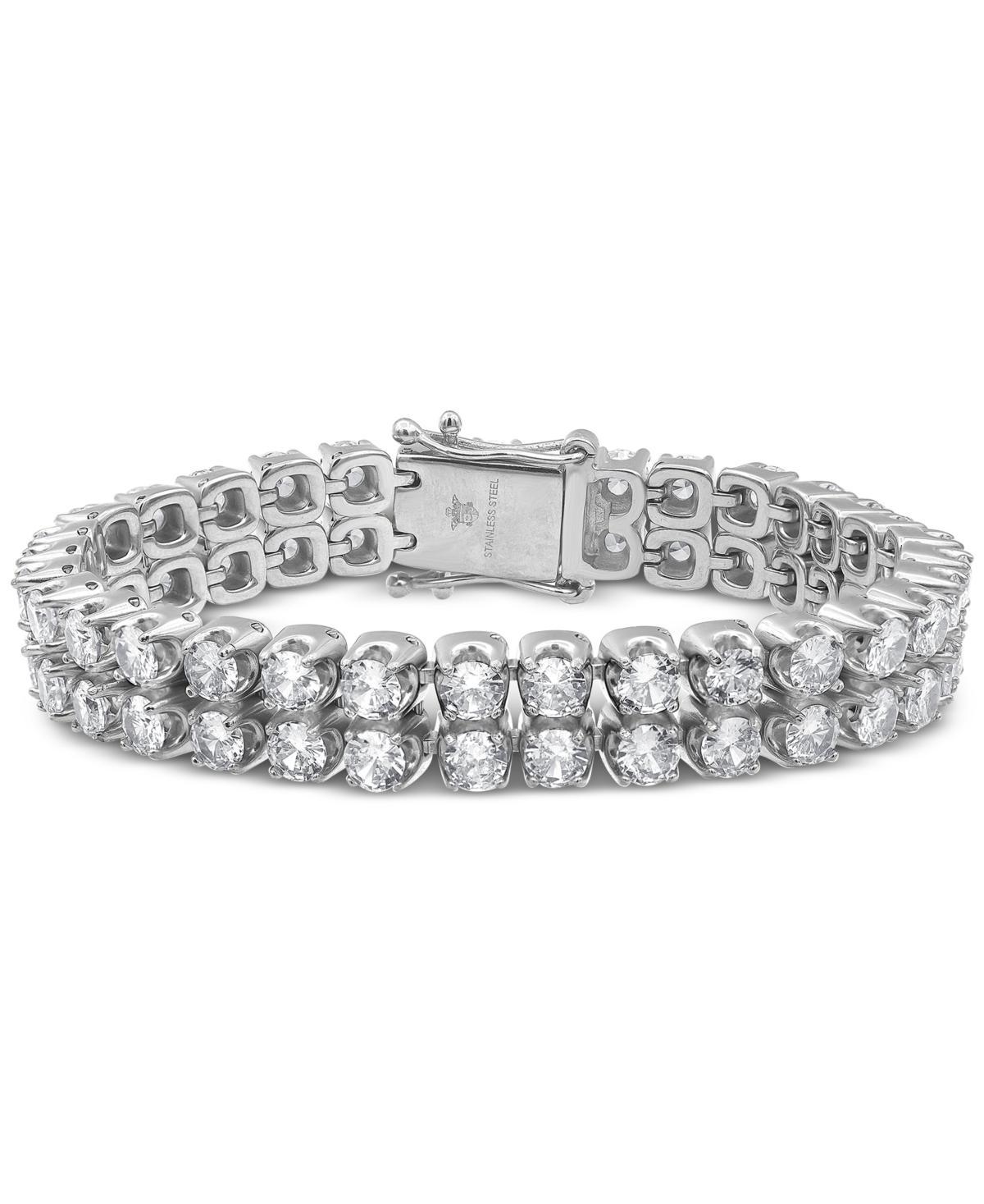 Blackjack Mens Cubic Zirconia Double Row Tennis Bracelet in Black Ion-Plated Stainless Steel Product Image