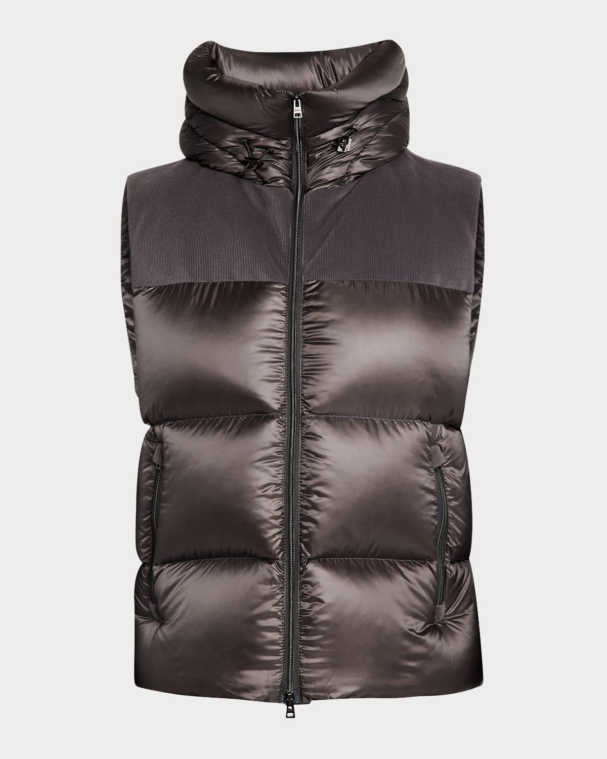 Mens Shiny Nylon Hooded Down Vest Product Image