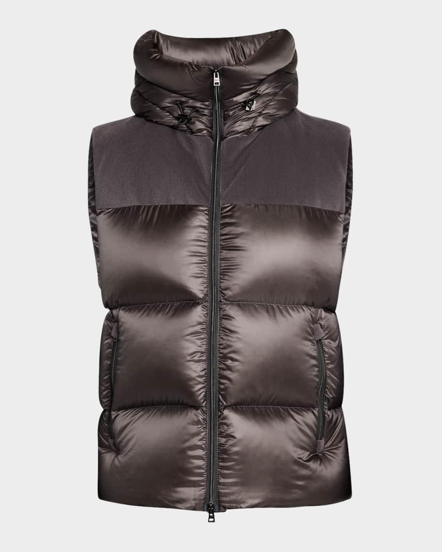 Men's Shiny Nylon Hooded Down Vest  Product Image