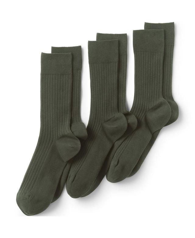 Mens Lands End Seamless-Toe Cotton 3-Pack Dress Socks Pewter Grey Product Image