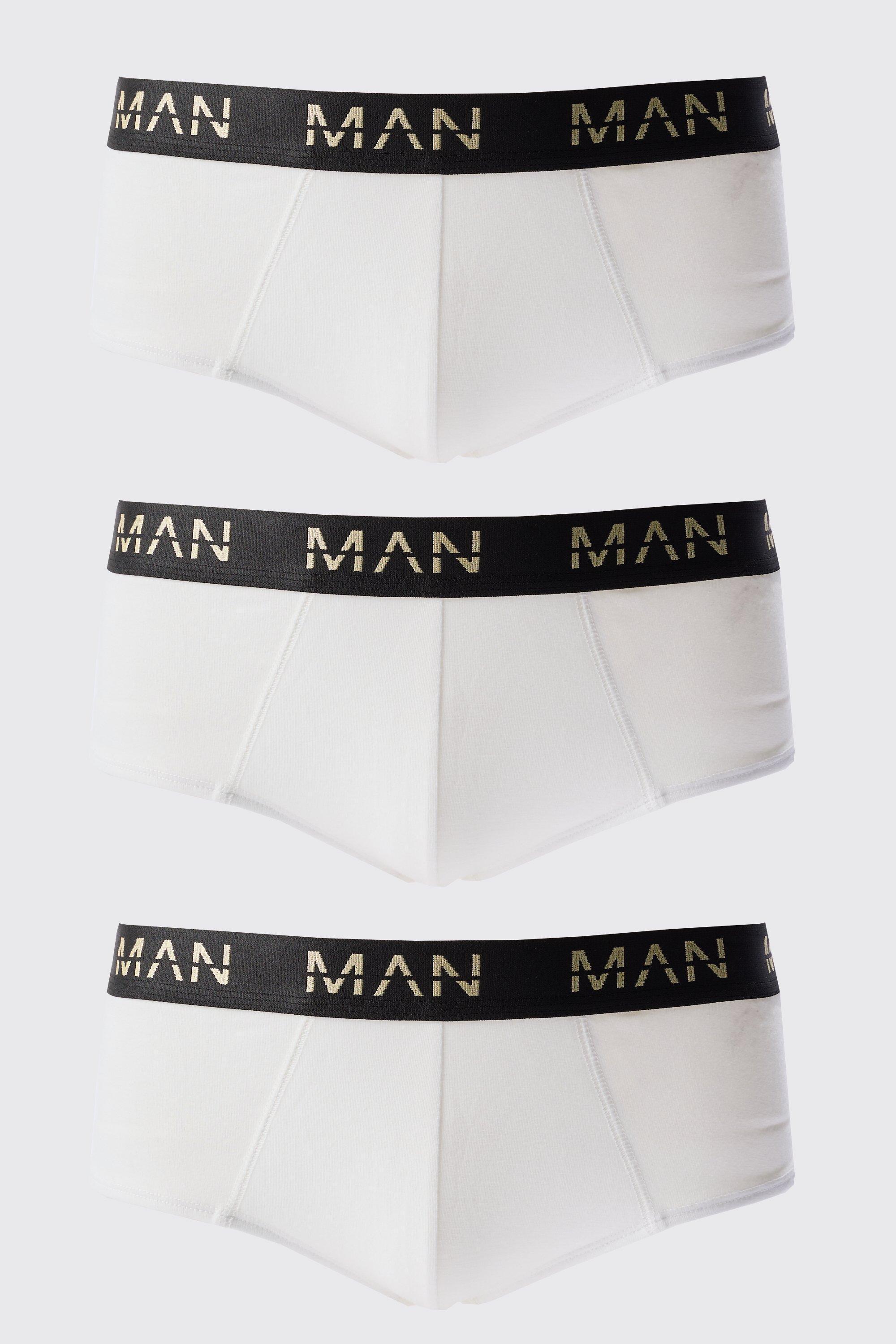 3 Pack Gold Man Dash Briefs In White | boohooMAN USA Product Image