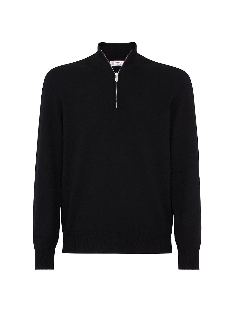 Mens Cashmere Turtleneck Sweater with Half Zip Product Image