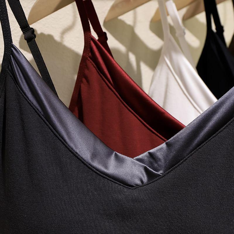 V-Neck Plain Padded Cami Top Product Image