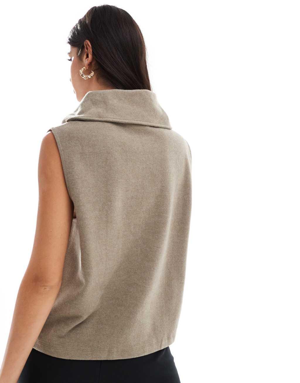 ASOS DESIGN supersoft half zip tank in taupe heather Product Image