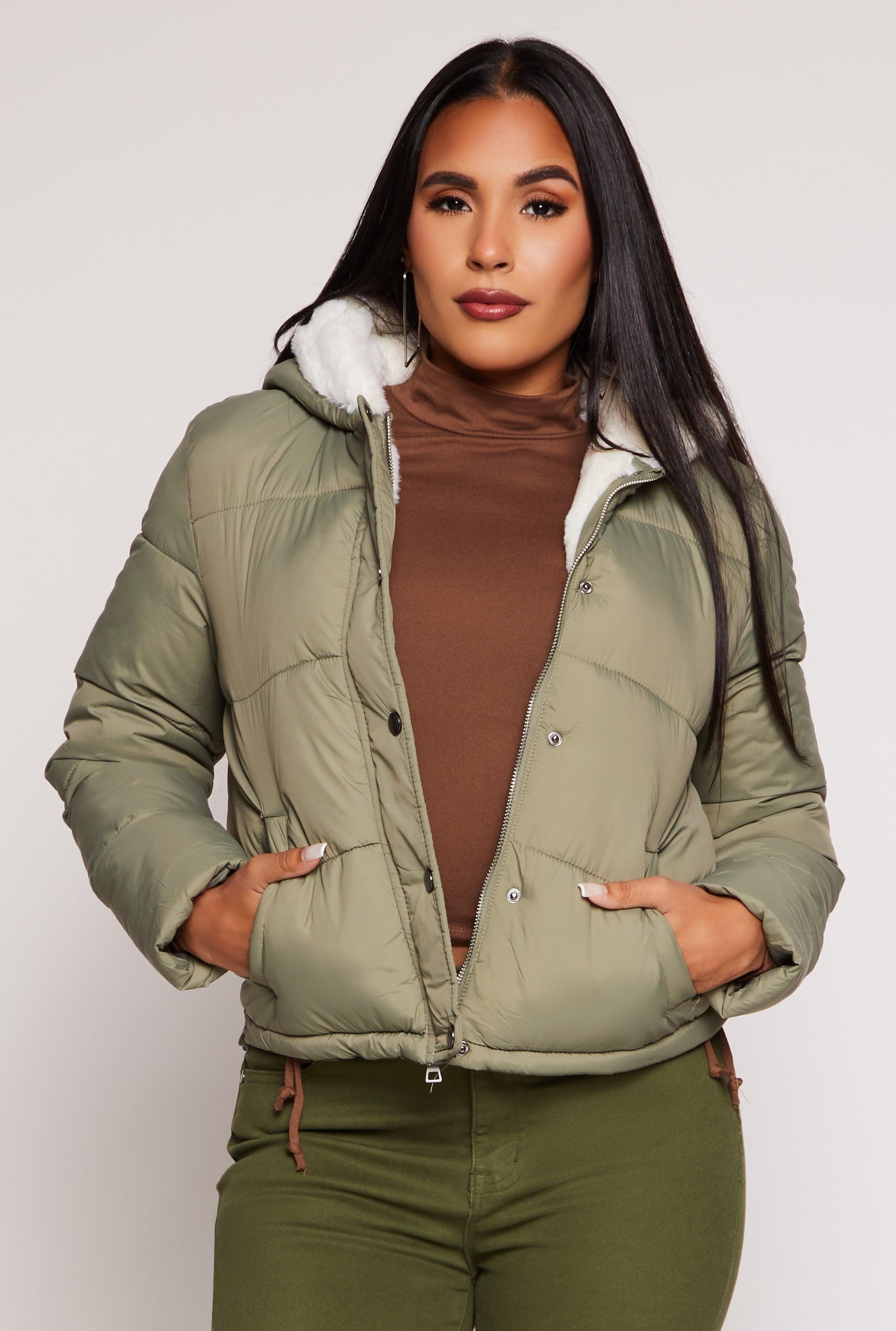 Womens Faux Fur Lined Puffer Jacket Product Image